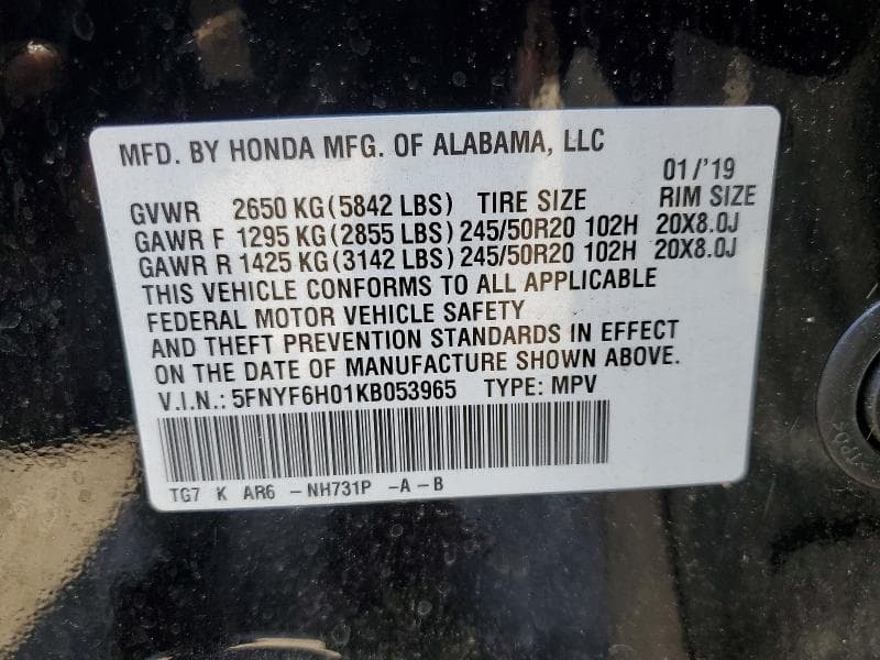 2019 HONDA PILOT ELITE 13