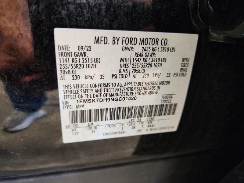 2022 FORD EXPLORER XLT 14