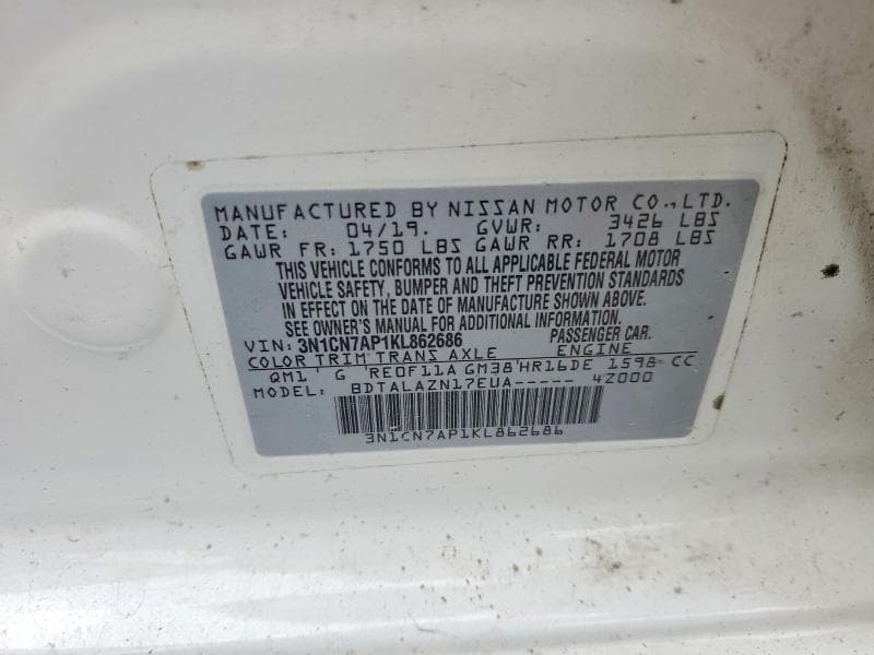 2019 NISSAN VERSA S PLUS 13