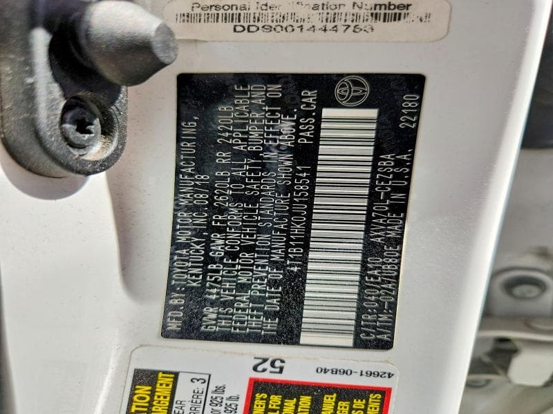 2018 TOYOTA CAMRY SE 12
