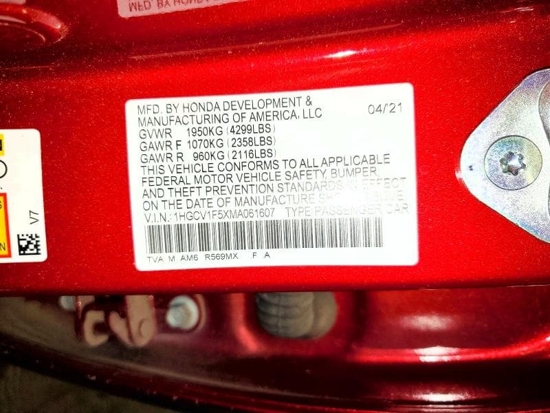 2021 HONDA ACCORD EXL 12