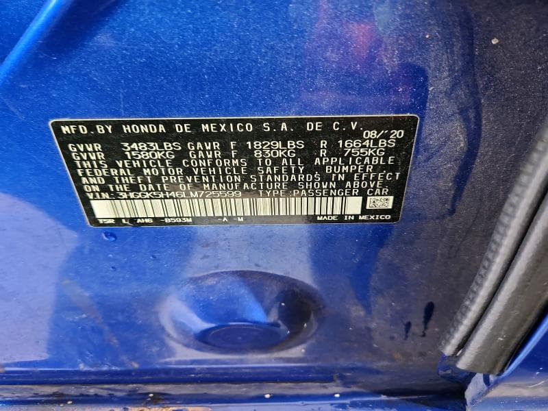 2020 HONDA FIT LX 13