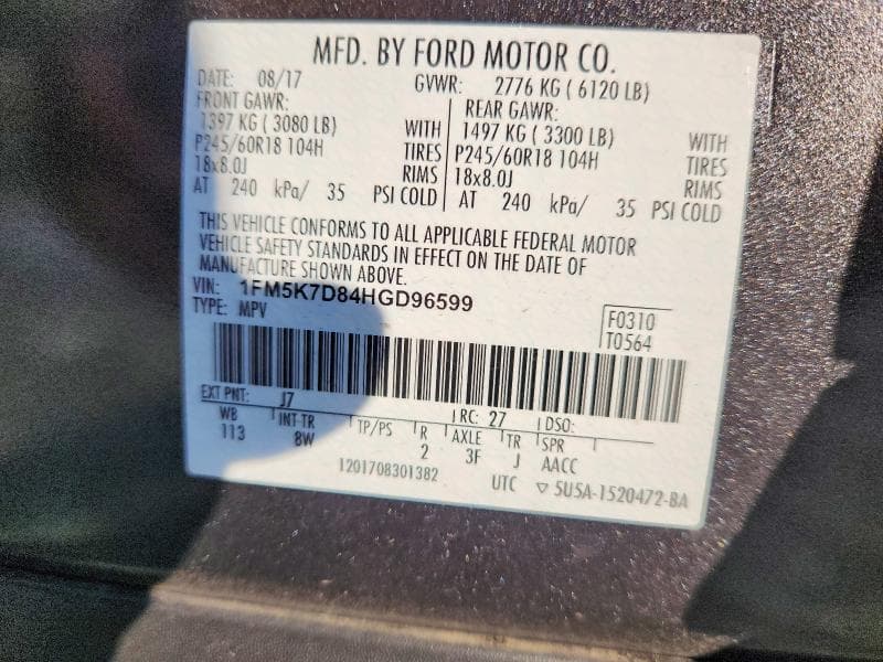 2017 FORD EXPLORER XLT 14