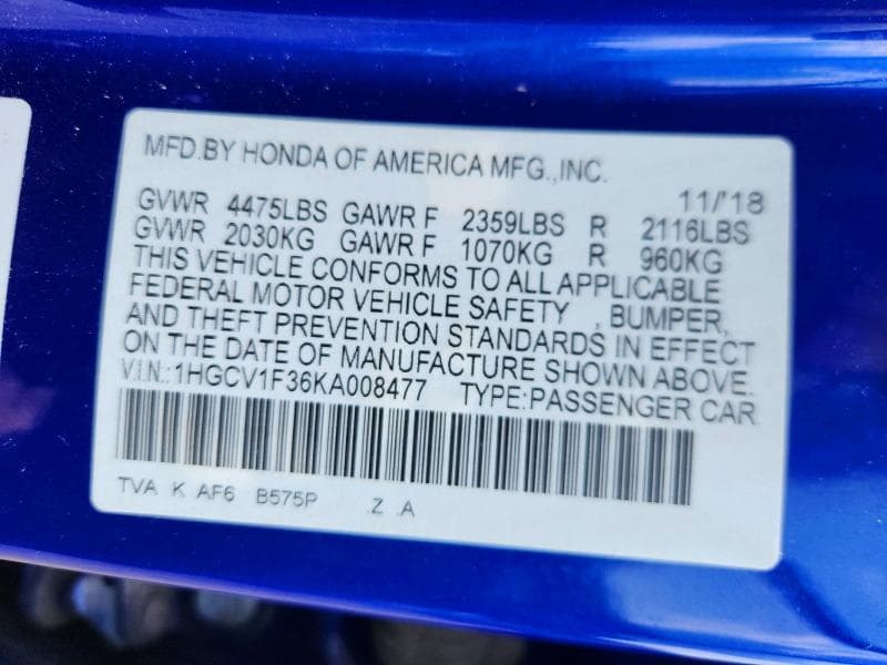 2019 HONDA ACCORD SPORT 13