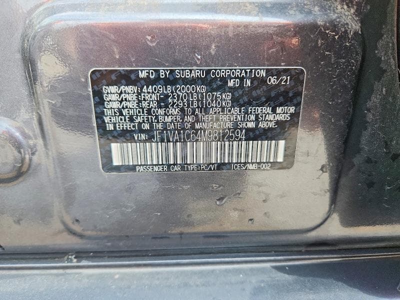 2021 SUBARU WRX PREMIUM 12