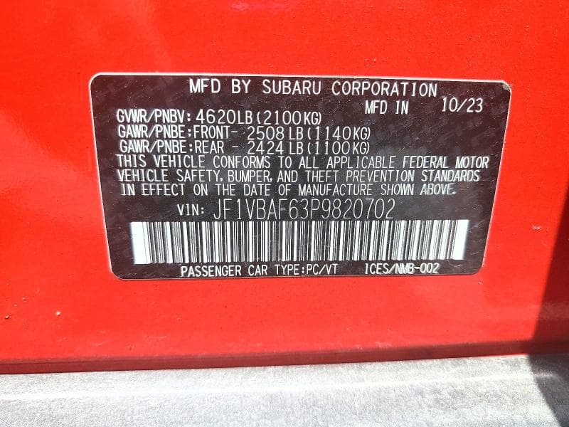 2023 SUBARU WRX PREMIUM 12