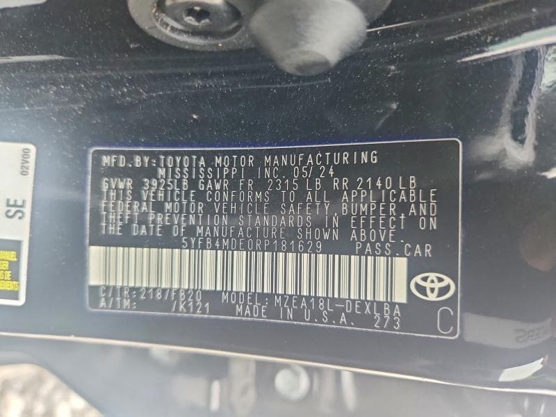 2024 TOYOTA COROLLA LE 12