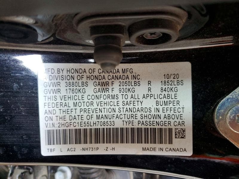 2020 HONDA CIVIC SI 12