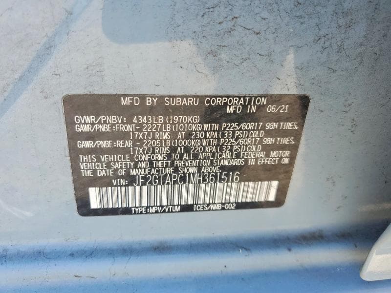 2021 SUBARU CROSSTREK PREMIUM 12