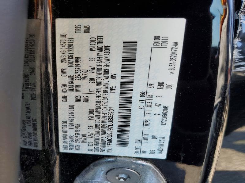 2020 FORD ESCAPE TITANIUM 12