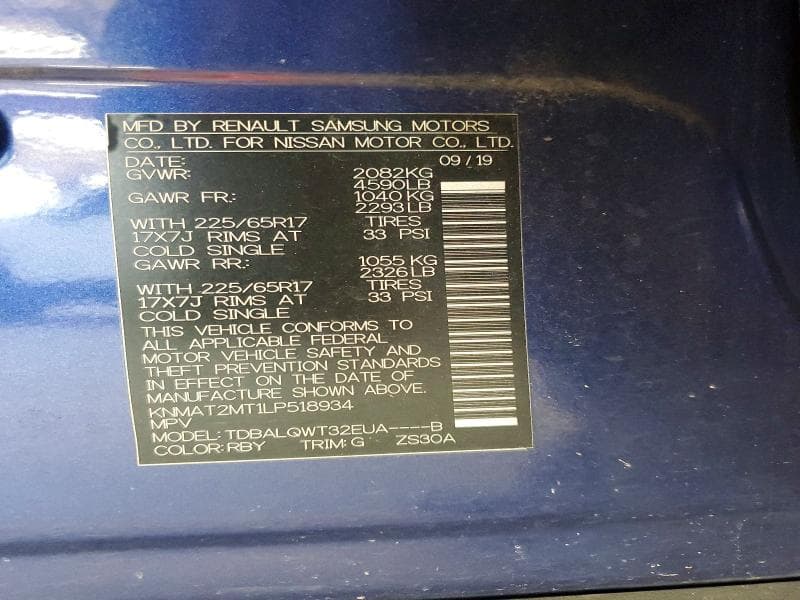 2020 NISSAN ROGUE SV 12