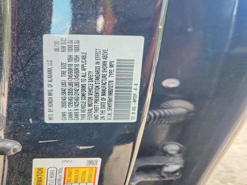 2021 HONDA PILOT LX 13