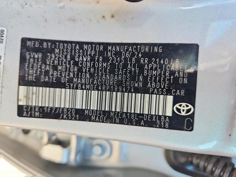 2024 TOYOTA COROLLA LE 13