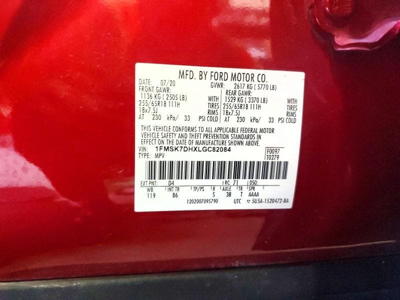 2020 FORD EXPLORER XLT 13