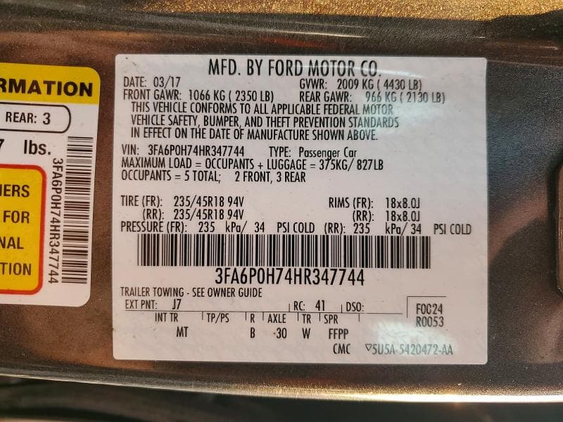 2017 FORD FUSION SE 13
