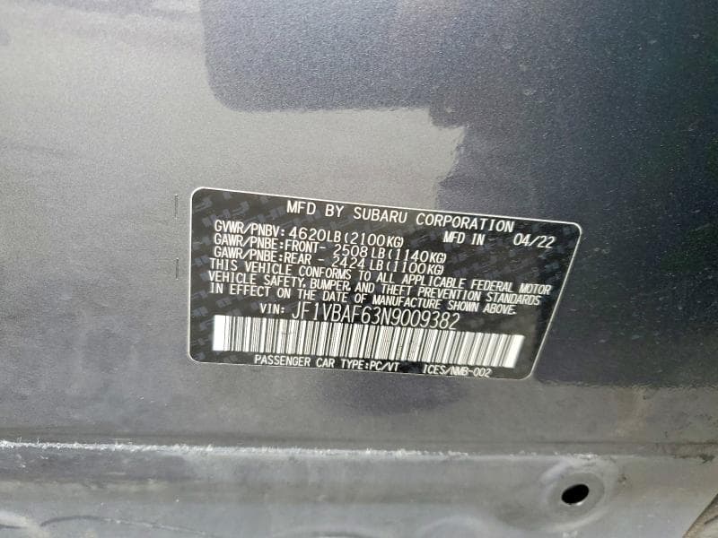 2022 SUBARU WRX PREMIUM 12