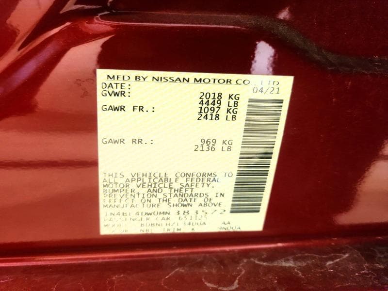 2021 NISSAN ALTIMA SV 12