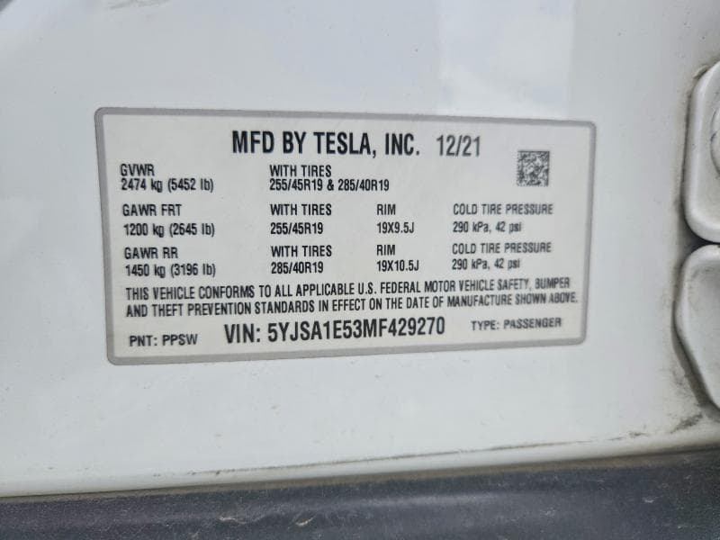 2021 TESLA MODEL S 12