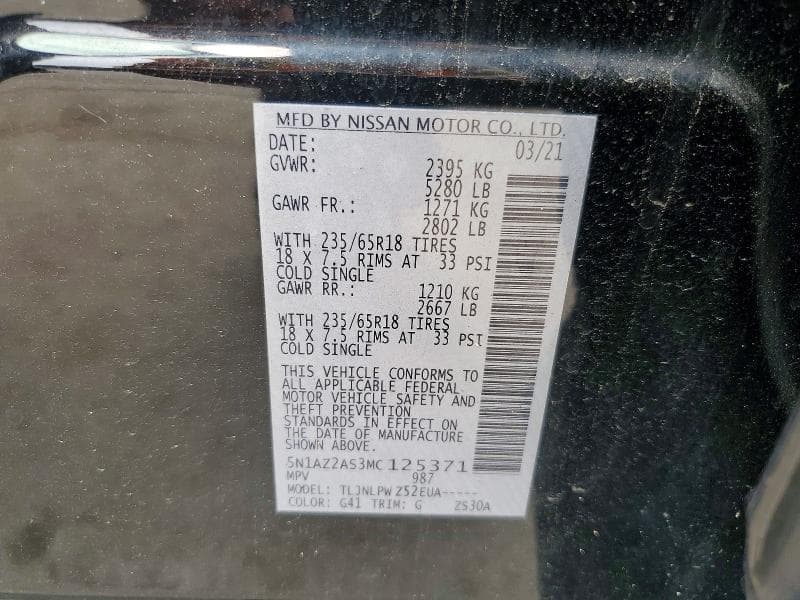 2021 NISSAN MURANO S 13