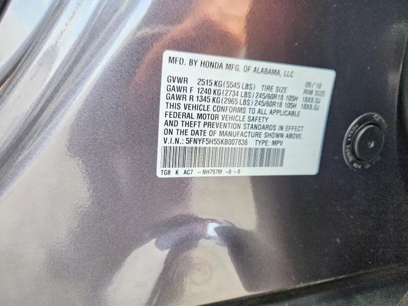 2019 HONDA PILOT EXL 13