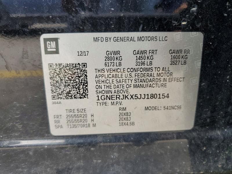 2018 CHEVROLET TRAVERSE RS 13