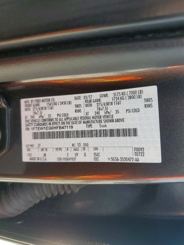 2017 FORD F150 SUPERCREW 12