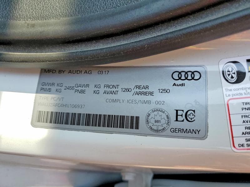 2017 AUDI A6 PROGRESSIV 12
