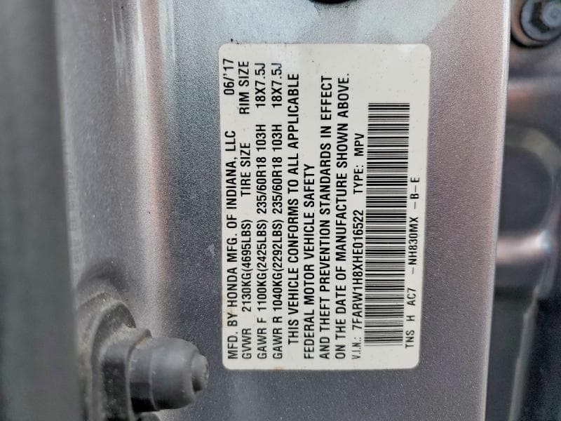 2017 HONDA CR-V EXL 13