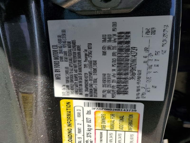 2017 FORD FUSION SE 12