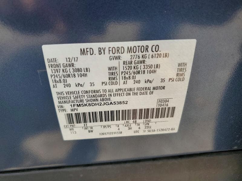 2018 FORD EXPLORER XLT 13