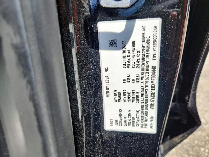 2021 TESLA MODEL 3 12