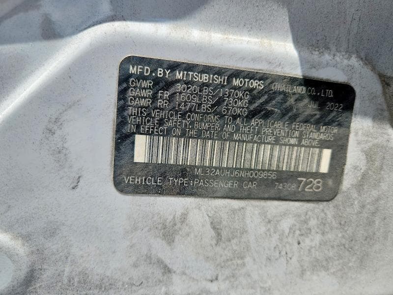 2022 MITSUBISHI MIRAGE ES 13