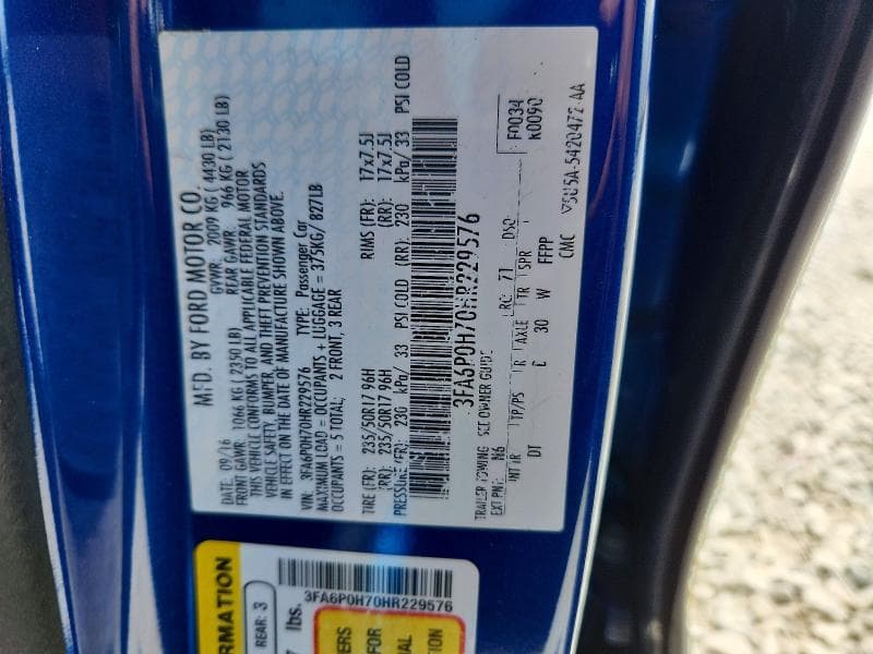 2017 FORD FUSION SE 12