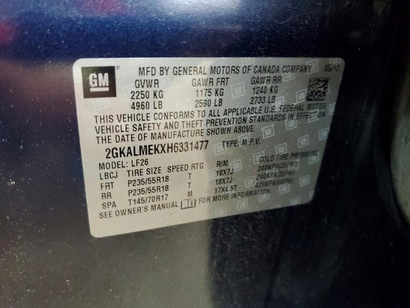2017 GMC TERRAIN SLE 13
