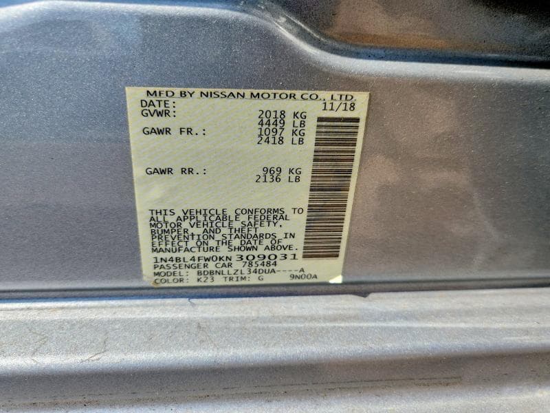 2019 NISSAN ALTIMA PLATINUM 12