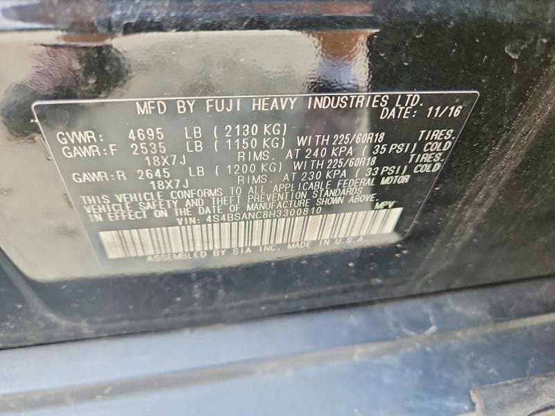 2017 SUBARU OUTBACK 2.5I LIMITED 13