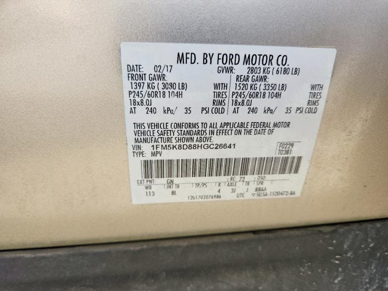 2017 FORD EXPLORER XLT 13