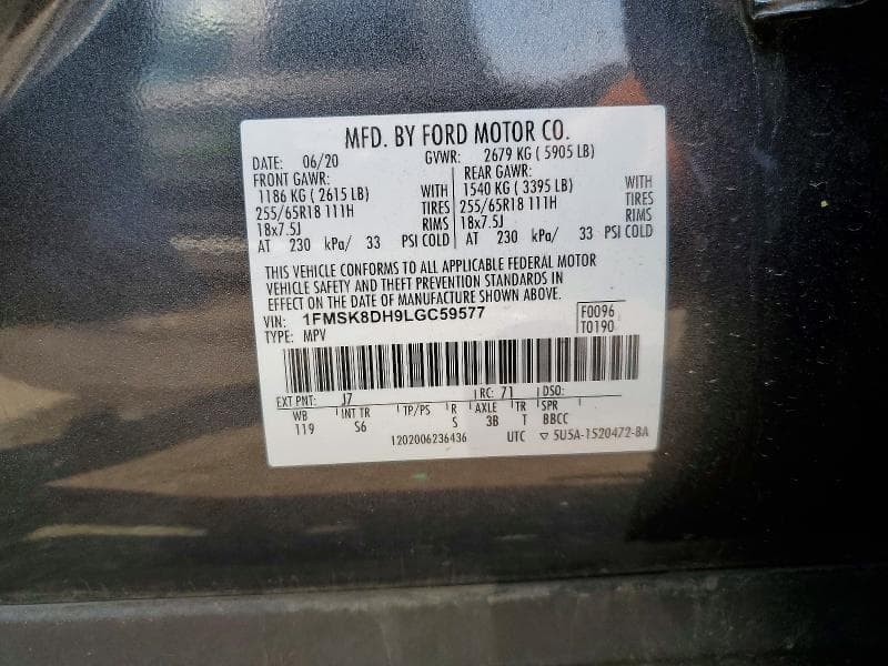 2020 FORD EXPLORER XLT 12