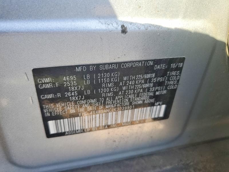 2019 SUBARU OUTBACK 2.5I LIMITED 13