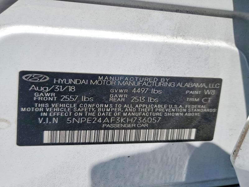 2019 HYUNDAI SONATA SE 12