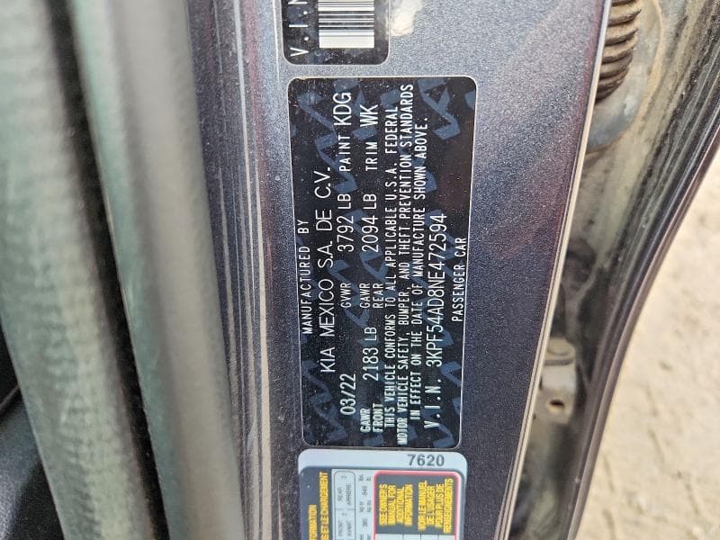 2022 KIA FORTE GT LINE 12
