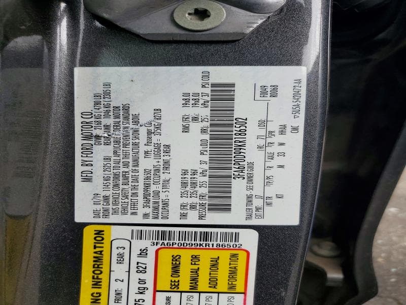 2019 FORD FUSION TITANIUM 12