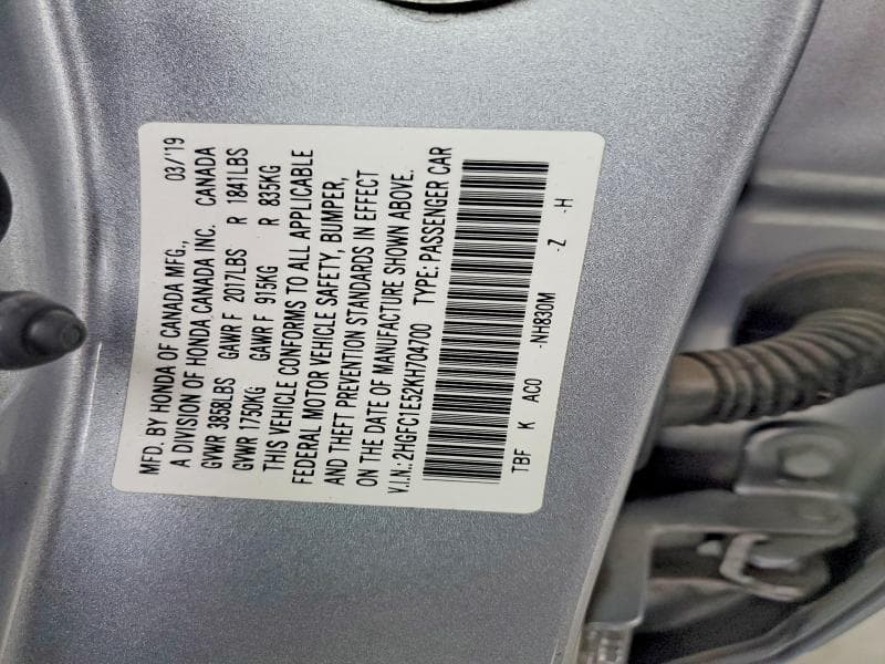 2019 HONDA CIVIC SI 12