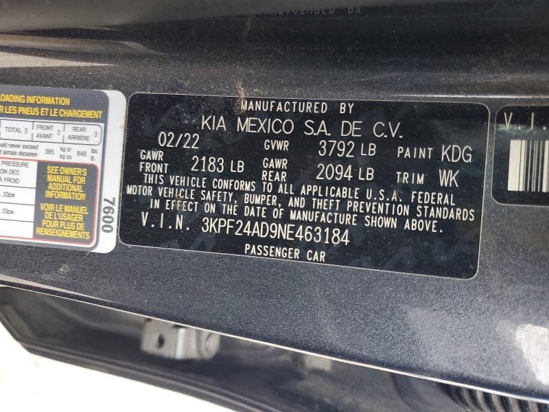 2022 KIA FORTE FE 12
