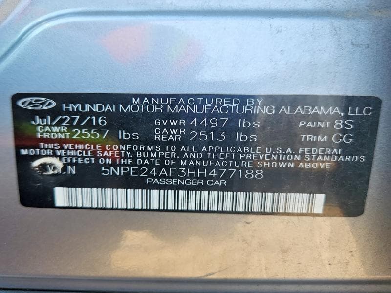 2017 HYUNDAI SONATA SE 12