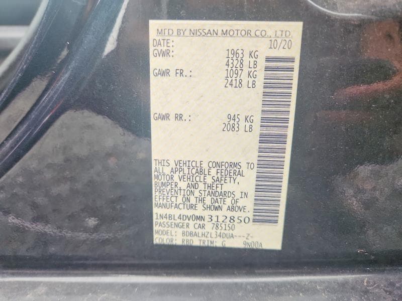 2021 NISSAN ALTIMA SV 12