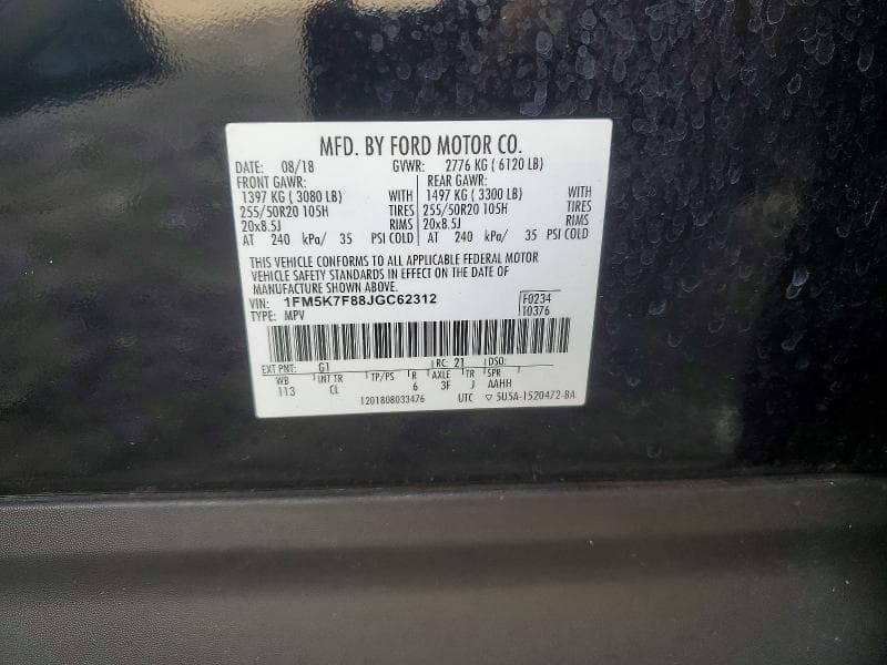 2018 FORD EXPLORER LIMITED 13