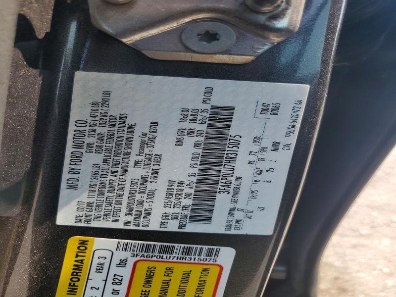 2017 FORD FUSION SE HYBRID 12