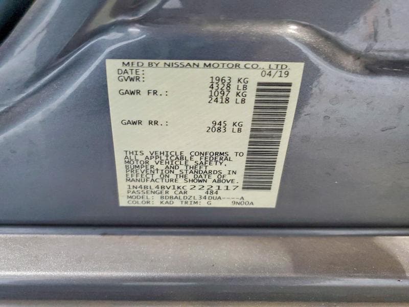 2019 NISSAN ALTIMA S 12