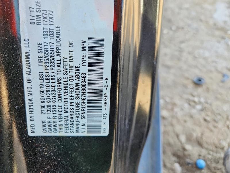 2017 HONDA ODYSSEY EXL 14
